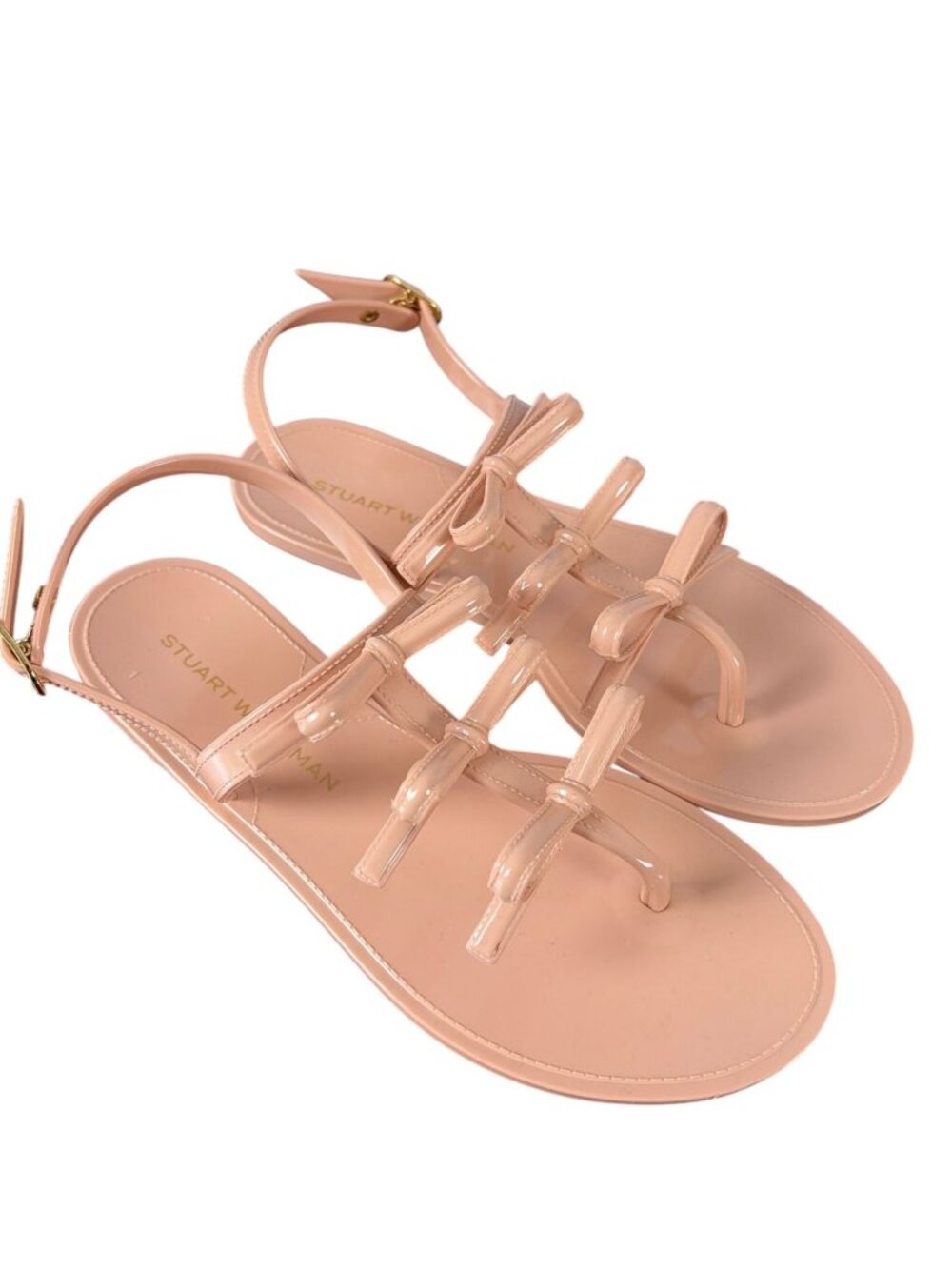 Stuart Weitzman felicity bow sandals SZ 7 Beige Jelly Shoe